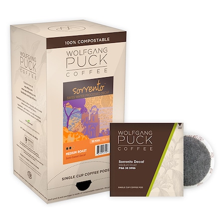 Wolfgang Puck Coffee Sorrento Swiss Water Process Decaf Soft Coffee Pods, PK108 PK 016450